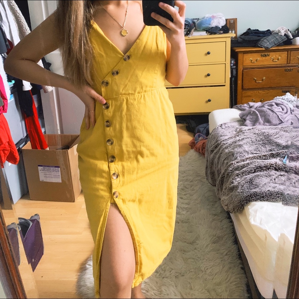 Yellow linen dress